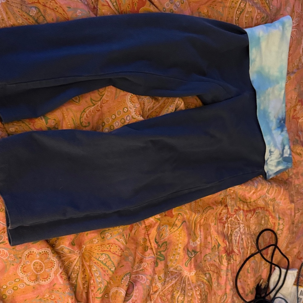 Pink VS Blue Yoga Pants with Tie-Dye Waistband